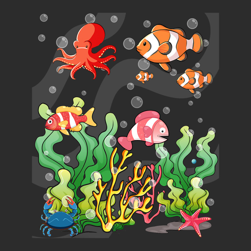 Cartoon Underwater Scene With Fish Coral Reef Illu Exclusive T-shirt | Artistshot