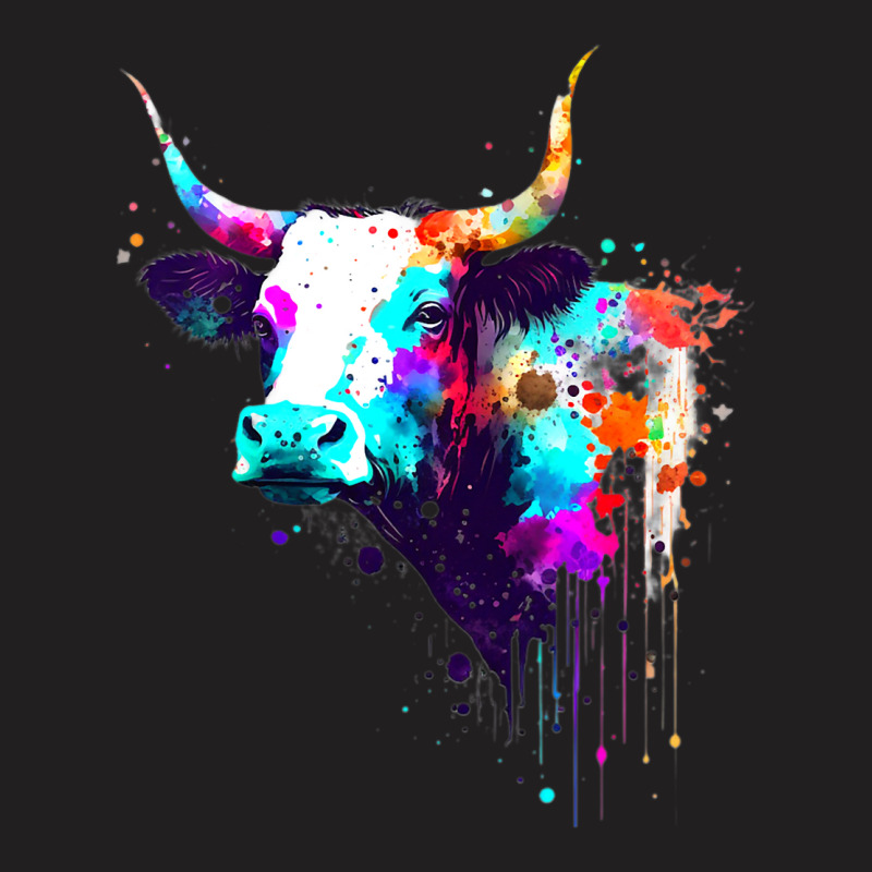 Cow Cattle Paint Splatter Farm Animal Lovers Splat T-shirt | Artistshot