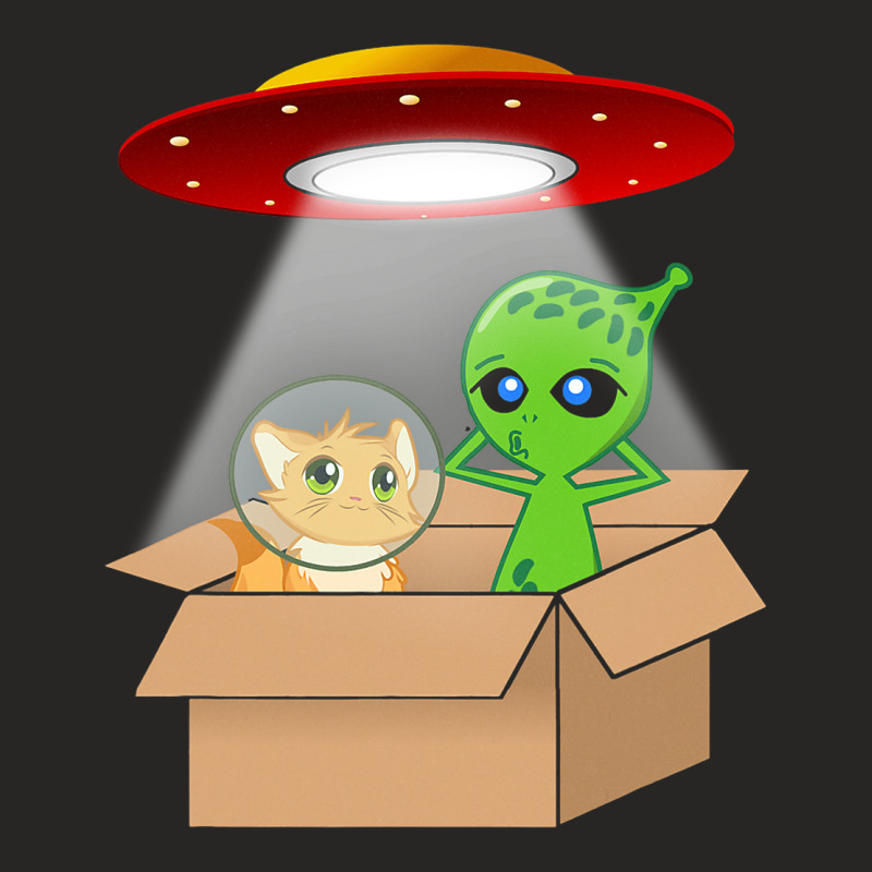 Cute Kitten Cat And Alien Cardboard Spaceship Funn Ladies Fitted T-Shirt by ClevelandParmenter | Artistshot