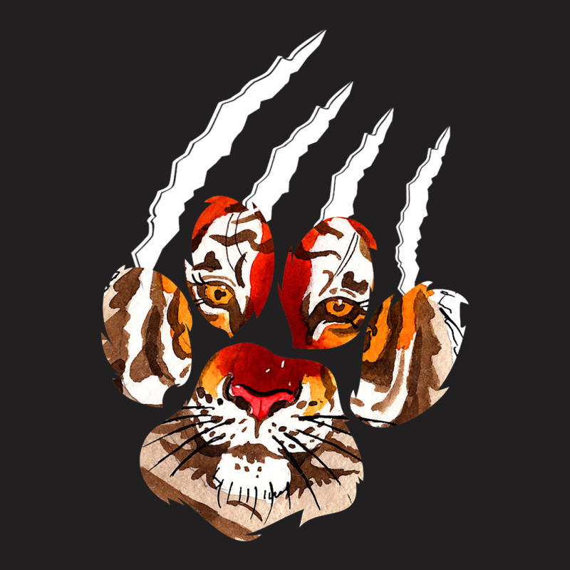 Tiger Paw Print With Tiger Marks Tiger Print T-shirt | Artistshot