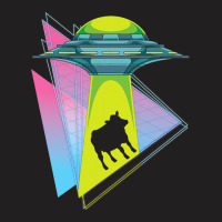 Vaporwave Cow Ufo Abduction Extraterrestrial Synth T-shirt | Artistshot