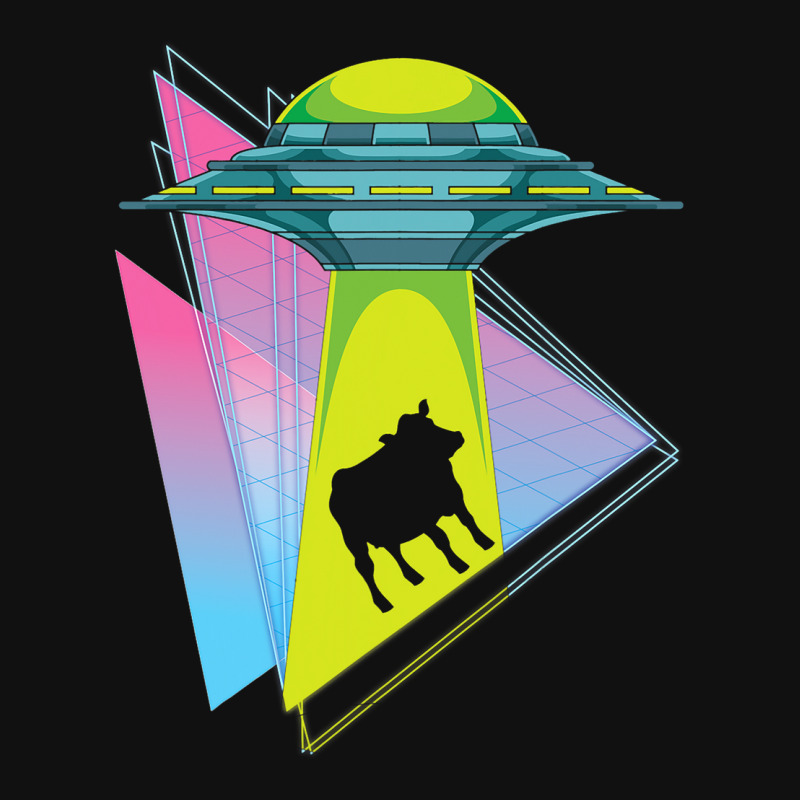 Vaporwave Cow Ufo Abduction Extraterrestrial Synth Graphic T-shirt | Artistshot