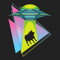 Vaporwave Cow Ufo Abduction Extraterrestrial Synth Basic T-shirt | Artistshot