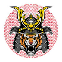 Tiger Samurai Helmet Funny Japanese Warrior Design Sticker | Artistshot