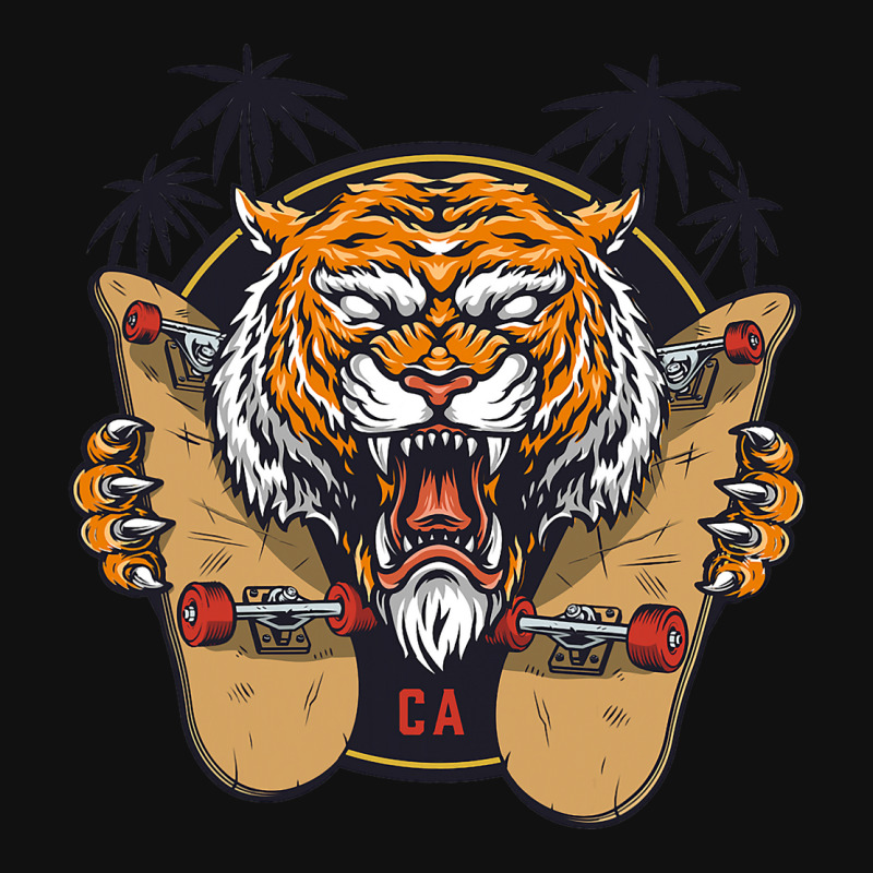 Tiger Themed S With Sharp Nail Holding Skateboard Graphic T-shirt | Artistshot