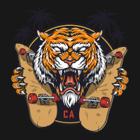 Tiger Themed S With Sharp Nail Holding Skateboard Flannel Shirt | Artistshot