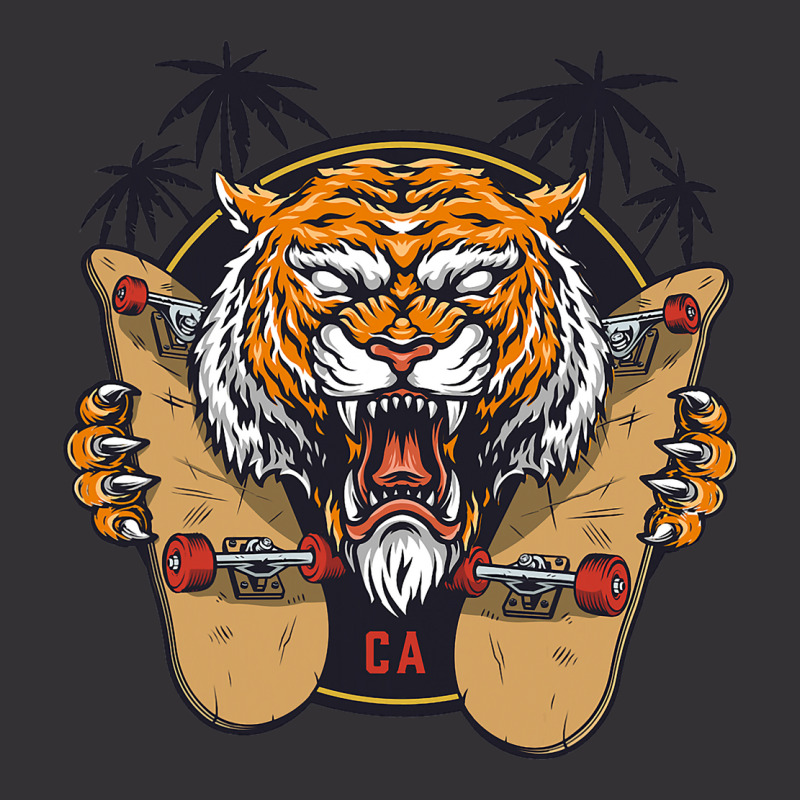 Tiger Themed S With Sharp Nail Holding Skateboard Vintage Hoodie | Artistshot