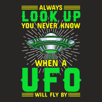 Ufo Space Craft Alien Vintage Always Look Up Ufo W Ladies Fitted T-shirt | Artistshot