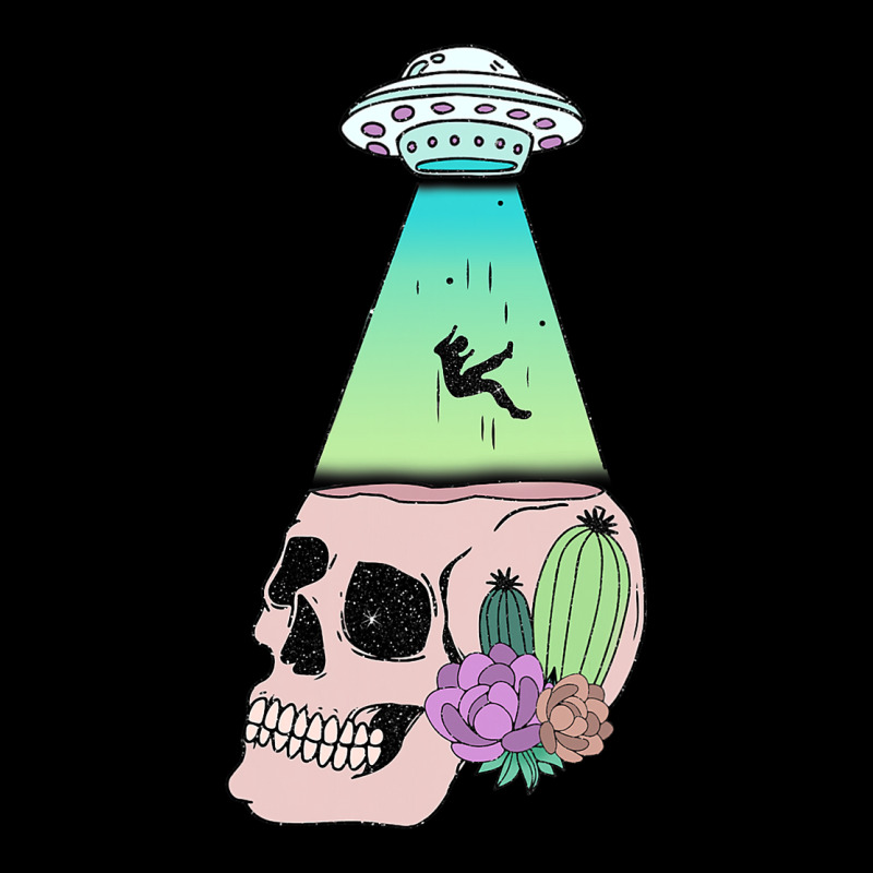 Ufo Beam Down On Skull With Flowers Alien Abductio V-neck Tee | Artistshot