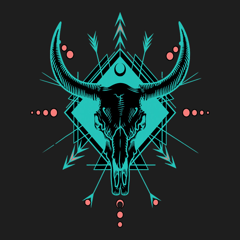 Turquoise And Coral Bull Skull Classic T-shirt | Artistshot