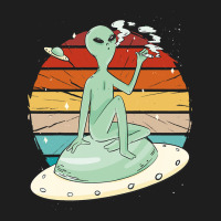 Vintage Funny Alien Smoking Over A Spaceship Space Classic T-shirt | Artistshot