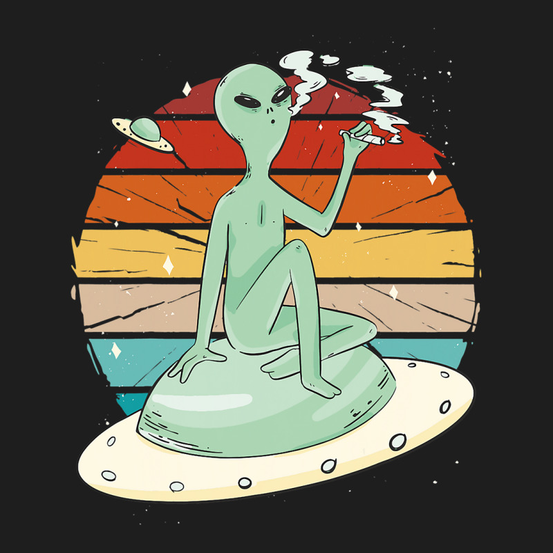 Vintage Funny Alien Smoking Over A Spaceship Space Classic T-shirt by CharleaPeguer | Artistshot