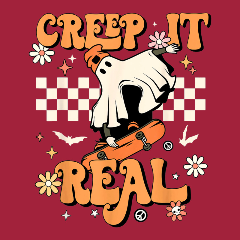 Creep It Real Retro Halloween Party Funny Ghost Skateboard Basic Youth T-shirt | Artistshot