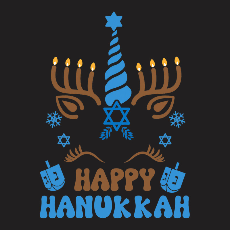 Happy Hanukkah Unicorn Chanukah Menorah Dreidel T-shirt | Artistshot