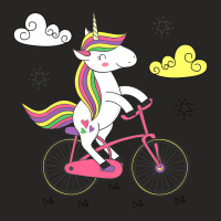 Funny Unicorn On Bike Work Out Biker Ladies Fitted T-shirt | Artistshot