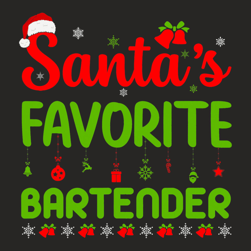 Funny Christmas Santas Favorite Bartender Merry Xm Ladies Fitted T-Shirt by AlicenHewlett | Artistshot