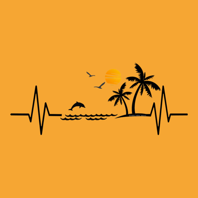 Heartbeat With Tropical Palm Trees Beach Island And Dolphin T-shirt Basic T-shirt by Teemoney2 | Artistshot