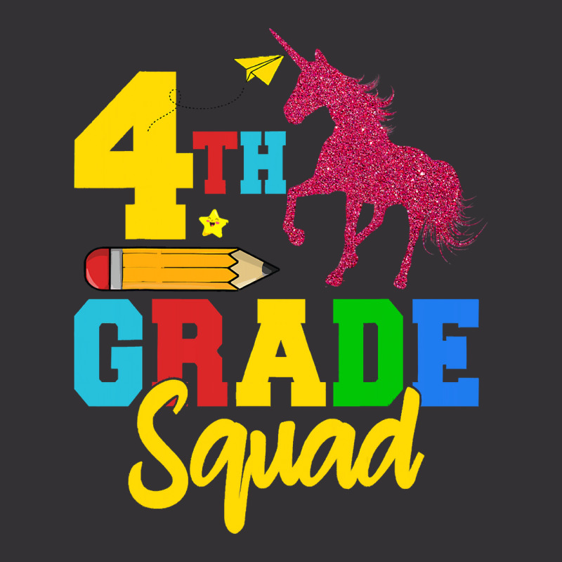 Funny Fourth Grade Squad 4th Grader Unicorn Back T Vintage Hoodie | Artistshot