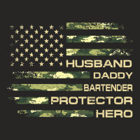 Husband Daddy Bartender Protector Father Day Camo  Ladies Fitted T-shirt | Artistshot