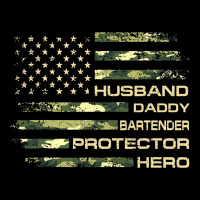 Husband Daddy Bartender Protector Father Day Camo  Cropped Hoodie | Artistshot