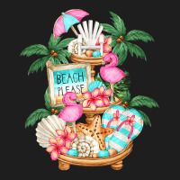 Cute Beach Motif With Flamingo & Flip Flops For Summer Lover T Shirt Classic T-shirt | Artistshot