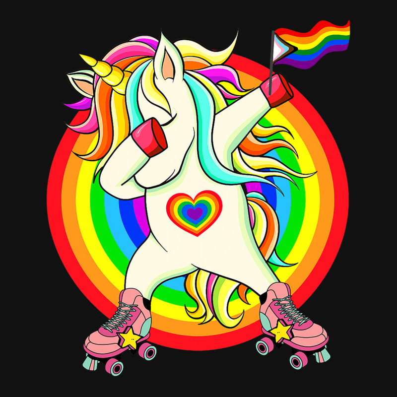 Gay Pride Unicorn Dabbing Lgbtq Rainbow Flag Rolle Graphic T-shirt | Artistshot