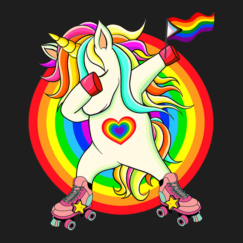 Gay Pride Unicorn Dabbing Lgbtq Rainbow Flag Rolle Classic T-shirt | Artistshot