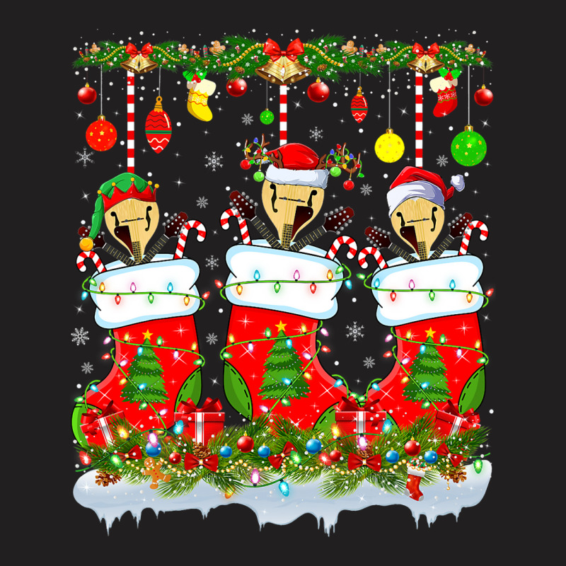 Funny Mandolin In Xmas Socks Lights Mandolin Chris T-shirt | Artistshot