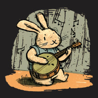 Funny Bunny Playing Banjo Music Cute Rabbit Happy  T-shirt | Artistshot