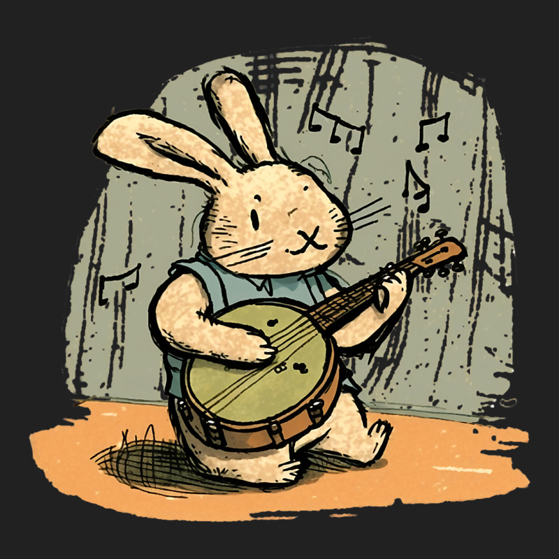 Funny Bunny Playing Banjo Music Cute Rabbit Happy  Basic T-shirt | Artistshot