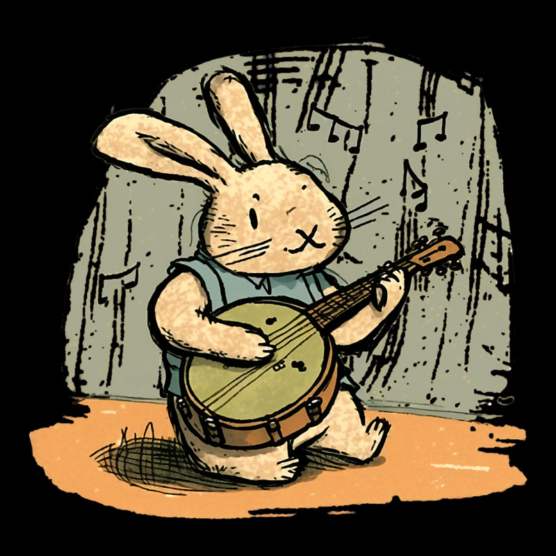 Funny Bunny Playing Banjo Music Cute Rabbit Happy  V-neck Tee | Artistshot