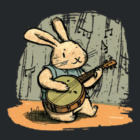 Funny Bunny Playing Banjo Music Cute Rabbit Happy  Crewneck Sweatshirt | Artistshot