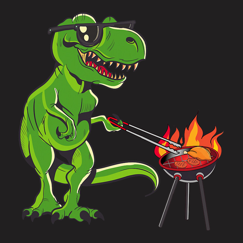 Funny Dinosaur Chef Cook Bbq Outdoors Dad Son Food T-shirt | Artistshot