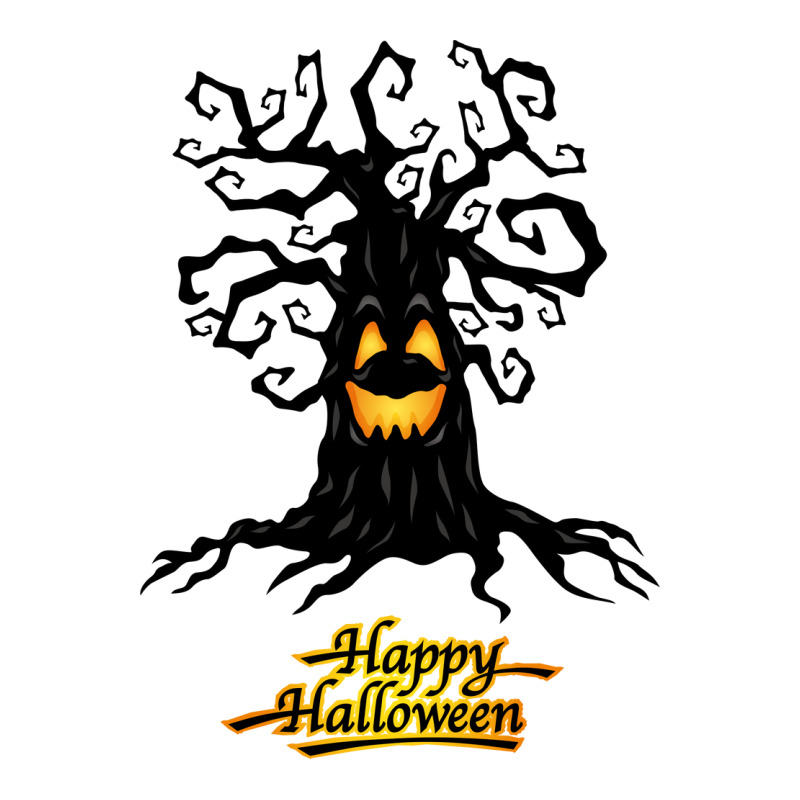 Vector Happy Halloween Vector Haunted Tree Illustr Raglan Crop Top by Cody Miller | Artistshot