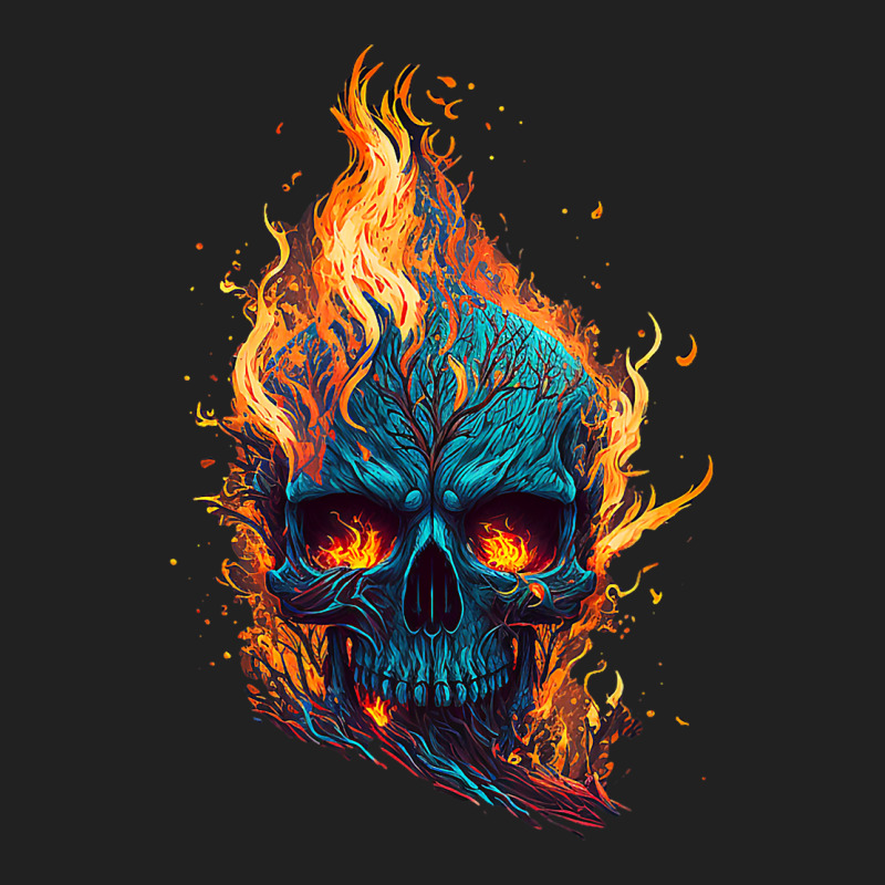 Flamming Skull Basic T-shirt by KeziahSingleta | Artistshot