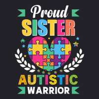 Funny Autism Saying Proud Sister Autistic Warrior  Unisex Sherpa-lined Denim Jacket | Artistshot