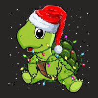 Sea Turtle Christmas Lights Funny Santa Hat Merry  Ladies Fitted T-shirt | Artistshot