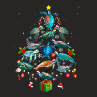 Sea Turtle Christmas Lights Funny Santa Hat Merry  Ladies Fitted T-shirt | Artistshot