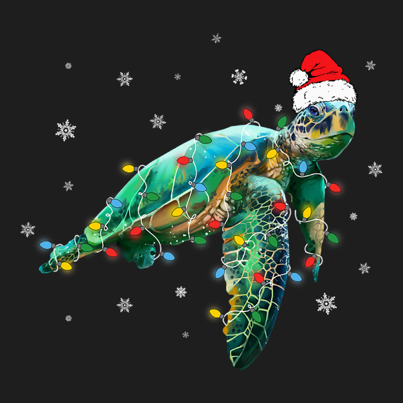 Sea Turtle Christmas Lights Funny Santa Hat Merry  Classic T-shirt by VanesaSettles | Artistshot