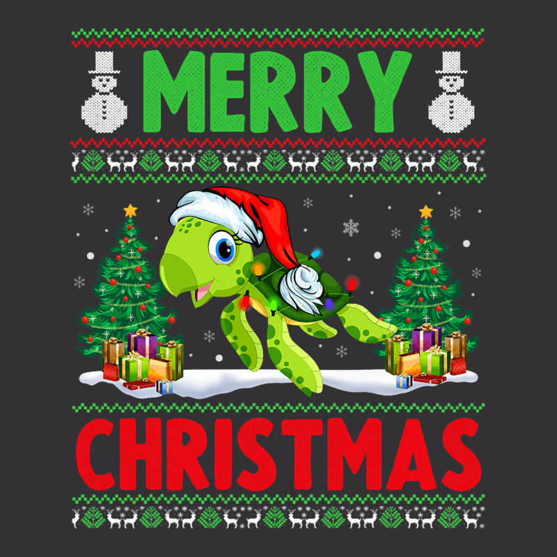 Sea Turtle Christmas Lights With Santa Hat Merry C Vintage Hoodie And Short Set | Artistshot