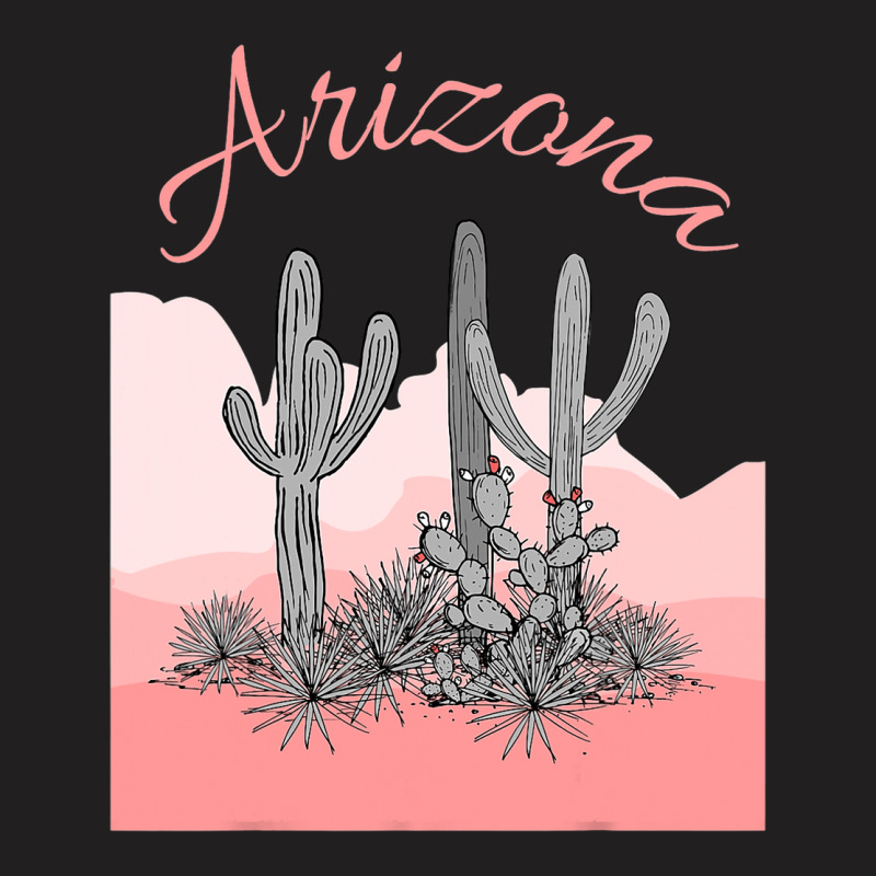 Saguaro Cactus Arizona Desert Scene Coral Pink T-shirt | Artistshot