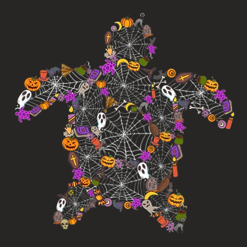 Sea Turtle Halloween Spiderweb Pumpkin Ghost Hallo Ladies Fitted T-Shirt by NouraMetcalfe | Artistshot