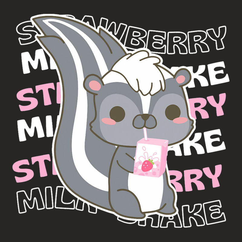 Strawberry Milkshake Cute Kawaii Skunk Anime Japan Ladies Fitted T-Shirt by AamiraMelon | Artistshot