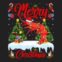 Shrimp Lover Xmas Lighting Santa Hat Shrimp Christ T-shirt | Artistshot