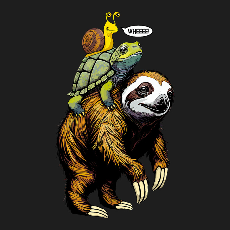 Sloth Turtle Snail Piggyback Slow Animal Speed Rac Classic T-shirt by RenaHetrick | Artistshot