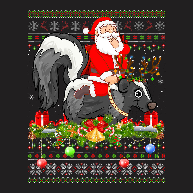 Skunk Lover Ugly Santa Riding Skunk Christmas T-shirt | Artistshot