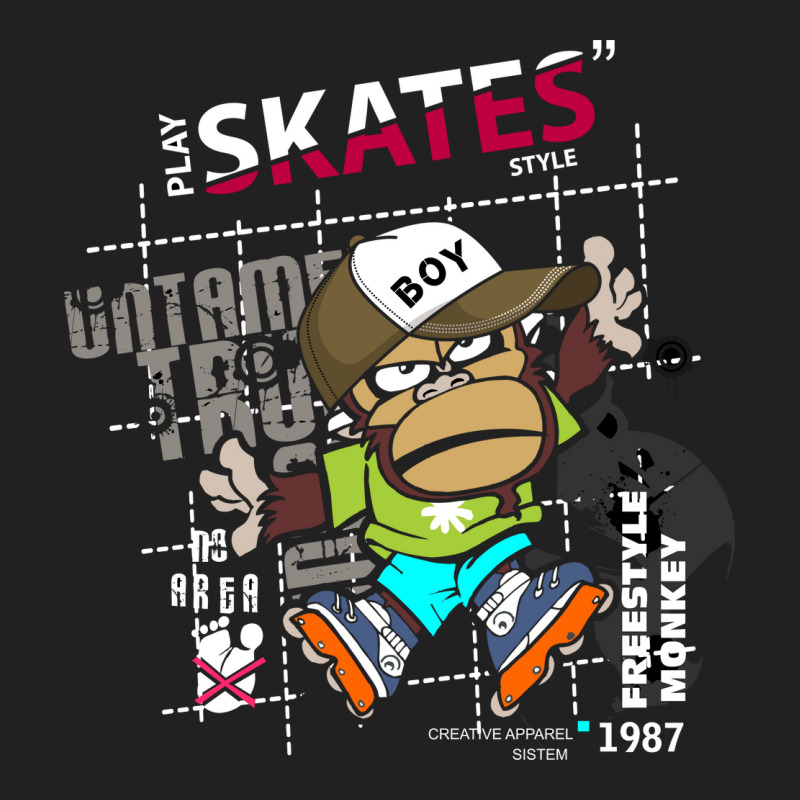 Vector Skates Style Monkey Freestyle Slogan Tee Gr Basic T-shirt | Artistshot