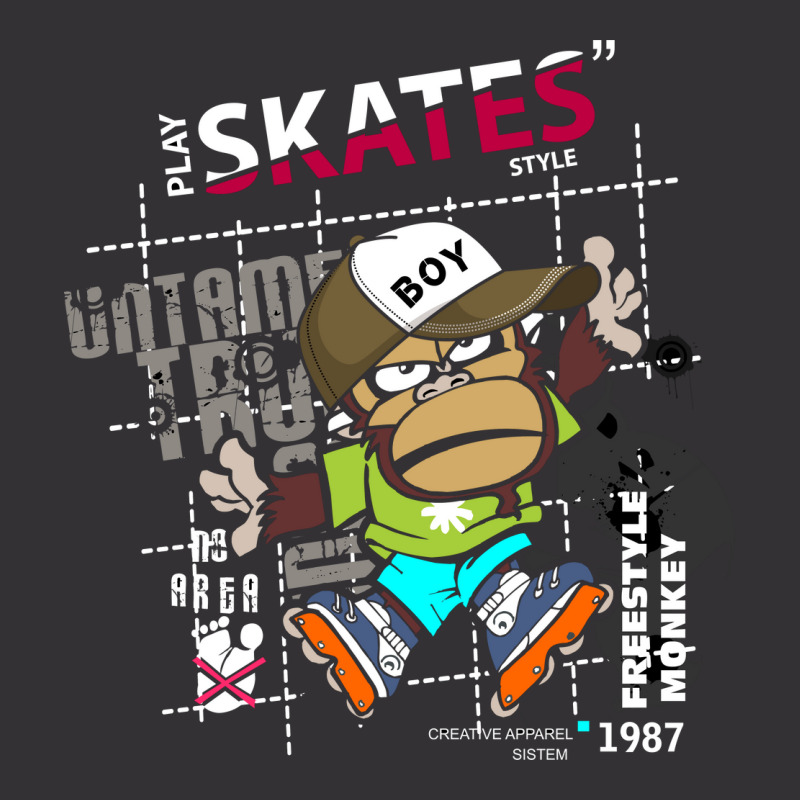 Vector Skates Style Monkey Freestyle Slogan Tee Gr Vintage Hoodie And Short Set | Artistshot