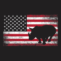 Rhino Rhinoceros 4th Of July American Flag Usa Pat T-shirt | Artistshot