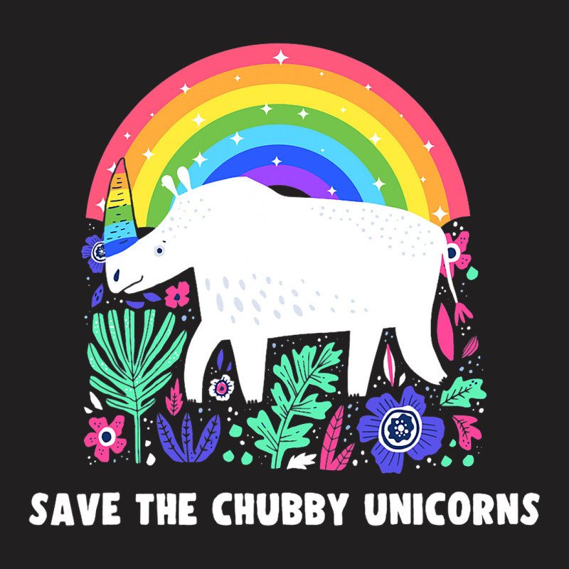 Save The Chubby Unicorns White Rhino Rainbow Flora T-shirt | Artistshot